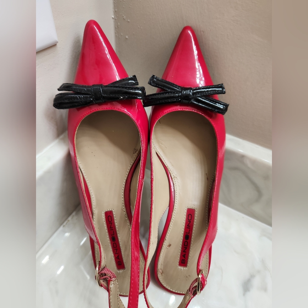 Bandolino red patent leather open heel shoe